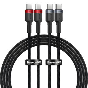 Kabel Baseus Cafule USB-C / USB-C, PD 100W, 480Mb/s, 2 m, 2 sztuki, czarne