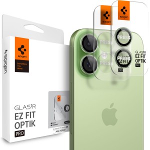 Szkło na aparat Spigen Glas.tR Ez Fit Optik Pro 2-Pack do iPhone 17 / 16 Plus / 16, czarno-zielone