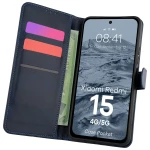 Etui z klapką Bizon Case Pocket do Xiaomi Redmi 15 4G / 5G, granatowe
