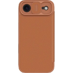 Etui z klapką i ochroną aparatu Nillkin Qin Pro do iPhone Air, brązowe