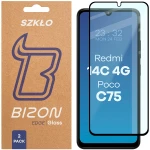 Szkło hartowane Bizon Glass Edge Duo do Xiaomi Redmi 14C 4G / POCO C75, czarna ramka, 2 sztuki