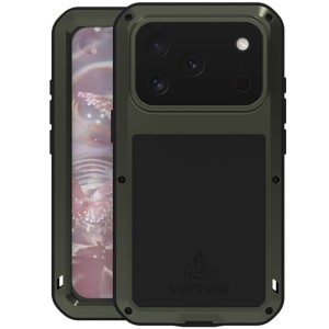 Etui pancerne + szkło LOVE MEI Powerful do iPhone 17 Pro, zielone