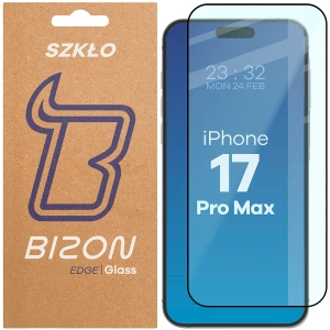 Szkło hartowane Bizon Glass Edge 2 do iPhone 17 Pro Max, czarna ramka
