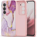 Etui silikonowe Tech-Protect Icon do Xiaomi Redmi 15 4G / 5G, różowe z marmurowym wzorem