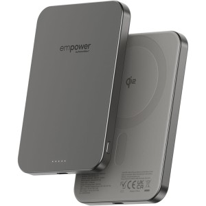 Powerbank indukcyjny 5000mAh do MagSafe, USB-C 20W, Qi2, Empower Bank, kabel w zestawie, tytanowy