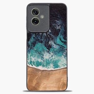 Drewniane etui do Motorola Moto G55 5G, Bewood Unique Dream Island, niebiesko-brązowe