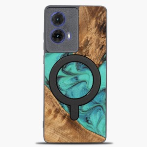 Drewniane etui do Motorola Moto G85 5G, Bewood Unique Turquoise do MagSafe