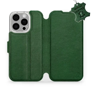 Etui z naturalnej skóry do iPhone 16 Pro, Mobiwear Leather, zielone