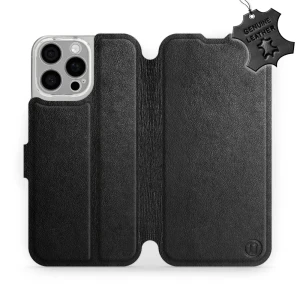 Etui z naturalnej skóry do iPhone 16 Pro Max, Mobiwear Leather, czarne