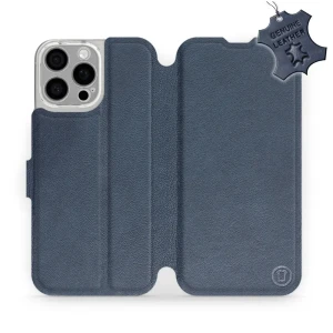 Etui z naturalnej skóry do iPhone 16 Pro Max, Mobiwear Leather, granatowe