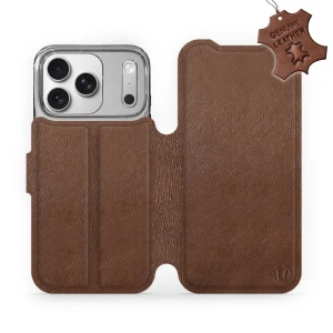 Etui z naturalnej skóry do iPhone 17 Pro, Mobiwear Leather, brązowe