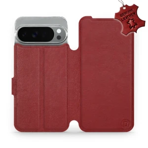 Etui z naturalnej skóry do Pixel 10 Pro XL, Mobiwear Leather, ciemno-czerwone
