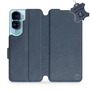 Etui z naturalnej skóry do Honor 90 Lite, Mobiwear Leather, granatowe