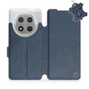 Etui z naturalnej skóry do Honor Magic7 Lite, Mobiwear Leather, granatowe
