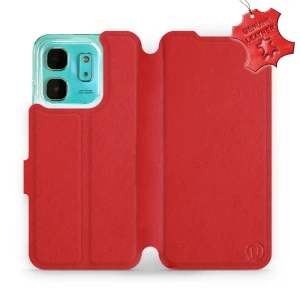 Etui z naturalnej skóry do Infinix Hot 50i, Mobiwear Leather, czerwone
