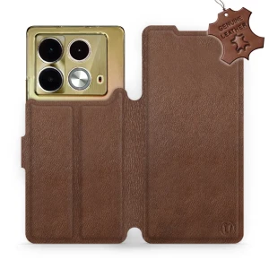 Etui z naturalnej skóry do Infinix Note 40, Mobiwear Leather, brązowe