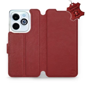 Etui z naturalnej skóry do Infinix Smart 8, Mobiwear Leather, ciemno-czerwone