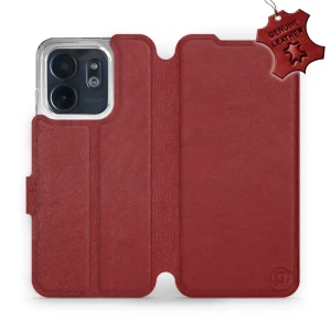 Etui z naturalnej skóry do Infinix Smart 9, Mobiwear Leather, ciemno-czerwone