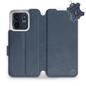Etui z naturalnej skóry do Infinix Smart 9, Mobiwear Leather, granatowe