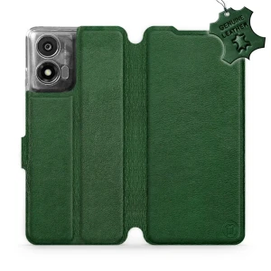 Etui z naturalnej skóry do Motorola Moto E14, Mobiwear Leather, zielone