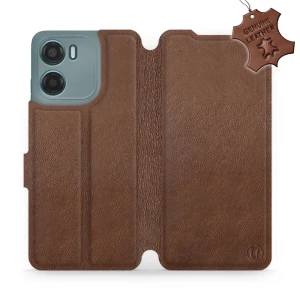 Etui z naturalnej skóry do Motorola Moto E15, Mobiwear Leather, brązowe
