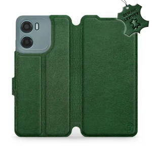 Etui z naturalnej skóry do Motorola Moto E15, Mobiwear Leather, zielone