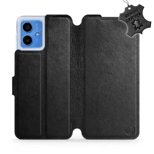 Etui z naturalnej skóry do Motorola Moto G14, Mobiwear Leather, czarne