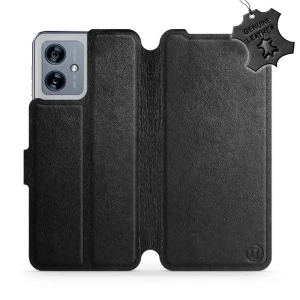 Etui z naturalnej skóry do Motorola Moto G54 5G, Mobiwear Leather, czarne