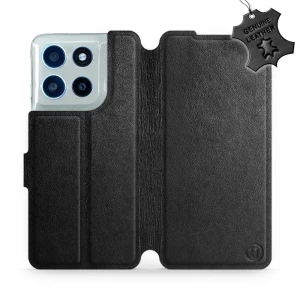 Etui z naturalnej skóry do Motorola Moto G56 5G, Mobiwear Leather, czarne