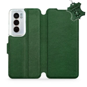 Etui z naturalnej skóry do Oppo Reno 12 Pro, Mobiwear Leather, zielone