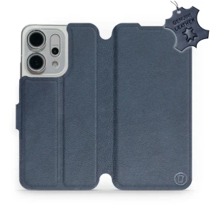 Etui z naturalnej skóry do Oppo Reno 14, Mobiwear Leather, granatowe