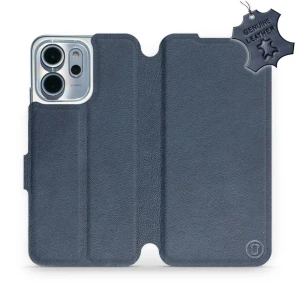 Etui z naturalnej skóry do Oppo Reno 14 FS, Mobiwear Leather, granatowe