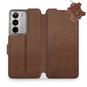 Etui z naturalnej skóry do Realme C75 4G, Mobiwear Leather, brązowe