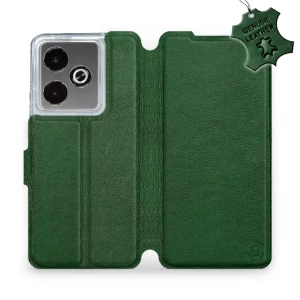 Etui z naturalnej skóry do Realme GT 7, Mobiwear Leather, zielone