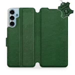 Etui z naturalnej skóry do Galaxy M55 5G, Mobiwear Leather, zielone