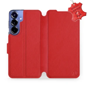 Etui z naturalnej skóry do Galaxy S25 Plus, Mobiwear Leather, czerwone