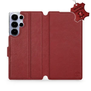 Etui z naturalnej skóry do Galaxy S25 Ultra, Mobiwear Leather, ciemno-czerwone