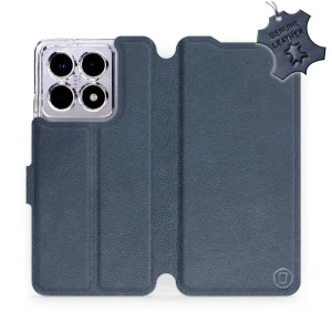 Etui z naturalnej skóry do Xiaomi 14T Pro, Mobiwear Leather, granatowe