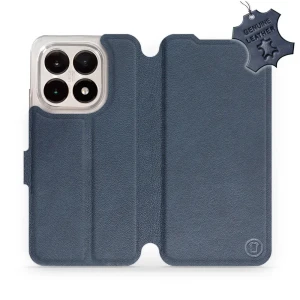 Etui z naturalnej skóry do Xiaomi 15T, Mobiwear Leather, granatowe