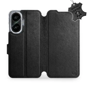 Etui z naturalnej skóry do Xiaomi POCO F7, Mobiwear Leather, czarne