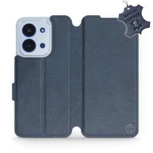 Etui z naturalnej skóry do Xiaomi Redmi 15C 4G, Mobiwear Leather, granatowe