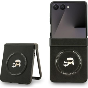 Etui Karl Lagerfeld Karl & Choupette Pins MagSafe do Galaxy Z Flip7, czarne