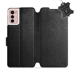 Etui z naturalnej skóry do Motorola Moto G42, Mobiwear Leather, czarne
