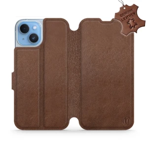 Etui z naturalnej skóry do iPhone 14, Mobiwear Leather, brązowe