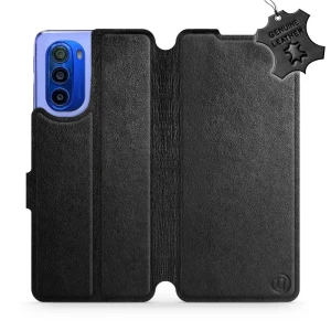 Etui z naturalnej skóry do Motorola Moto G51 5G, Mobiwear Leather, czarne