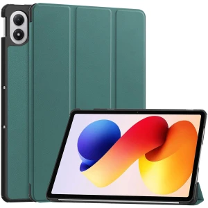 Etui z klapką Bizon Case Tab Croc do Xiaomi POCO Pad M1 / Redmi Pad 2 Pro, ciemnozielone