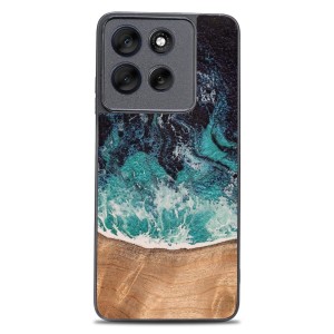 Drewniane etui do Motorola Moto G86 5G, Bewood Unique Dream Island, niebiesko-brązowe