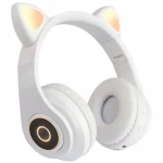 OUTLET: Słuchawki nauszne bezprzewodowe dla dzieci bluetooth B39 Kocie uszy, białe