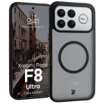 Etui z pierścieniem magnetycznym Bizon Case MatteO do Xiaomi POCO F8 Ultra, przydymione-czarne