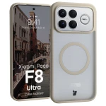 Etui z pierścieniem magnetycznym Bizon Case MatteO do Xiaomi POCO F8 Ultra, przydymione-beżowe